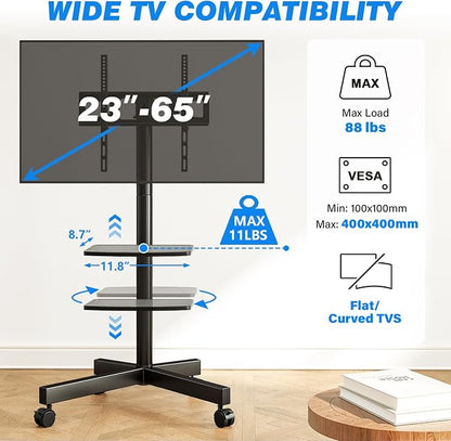 Rfiver Mobile TV Stand for 23-65 Inch LCD LED Flat/Curved Panel Screen TVs up - Image 2