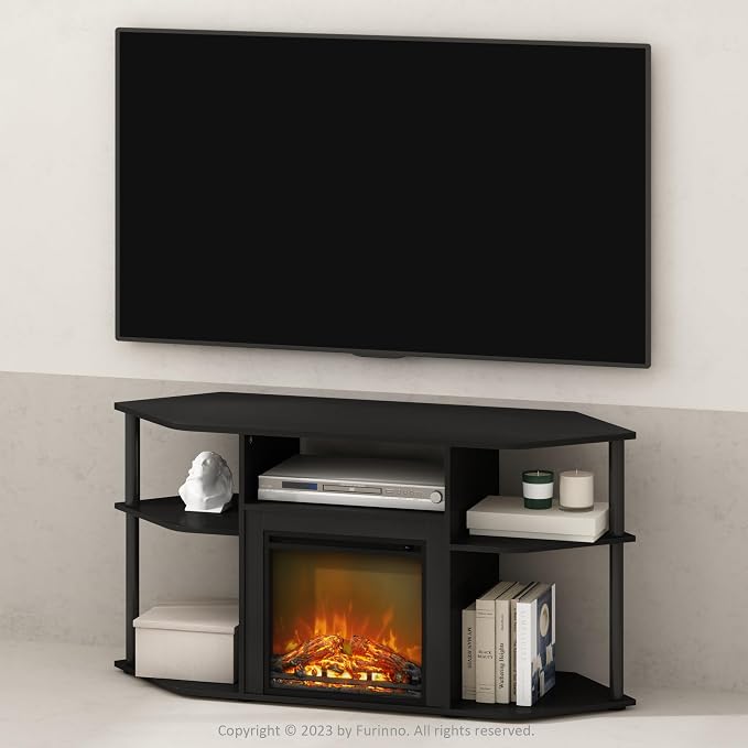 Furinno Jensen Fireplace TV Stand, NO Heat Decorative Electric Fireplace Corner - Image 3