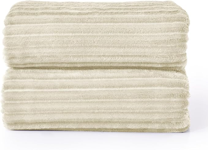 BEDELITE 3D Ribbed Jacquard Beige Blankets Queen Size - Image 7