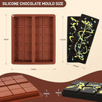 2 Pcs Chocolate Molds Silicone, Deep Chocolate Bar Mold, Non-Stick Food Grade Chocolate Mold for Dubai Chocolate Bar Pistachio, Candy and Chocolate Making - 20 Square Shape