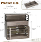 Vongrasig Sideboard Buffet Cabinet with Storage, 32” Modern Kitchen Storage Cabinet with Open Storage, Adjustable Shelf, Wood Farmhouse Coffee Bar Buffet Table for Kitchen, Dining Room, Ash Grey