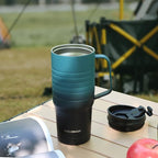 HAUSHOF 24 oz Travel Mug with Handle, Stainless Steel Vacuum Insulated Coffee Travel Mug, Double Wall Travel Mugs with Leakproof Lid, BPA Free