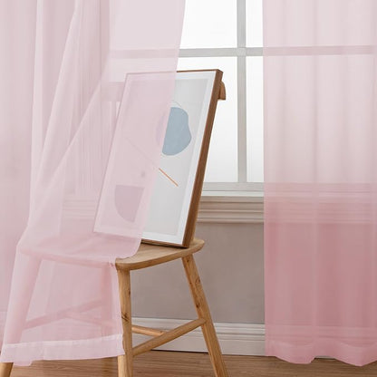 OWEINE Sheer Curtains 78 Inches Long 2 Panels Set, Rod Pocket Fimly Voile Solid - Image 3