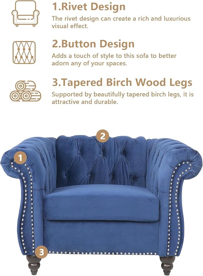 Mid-Century Sofa Chair, Velvet Accent Chair - Image 4
