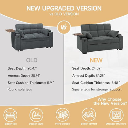Auvsoce 65'' Chaise Lounge Chair Indoor, 3-in-1 Convertible Sofa Bed - Image 7