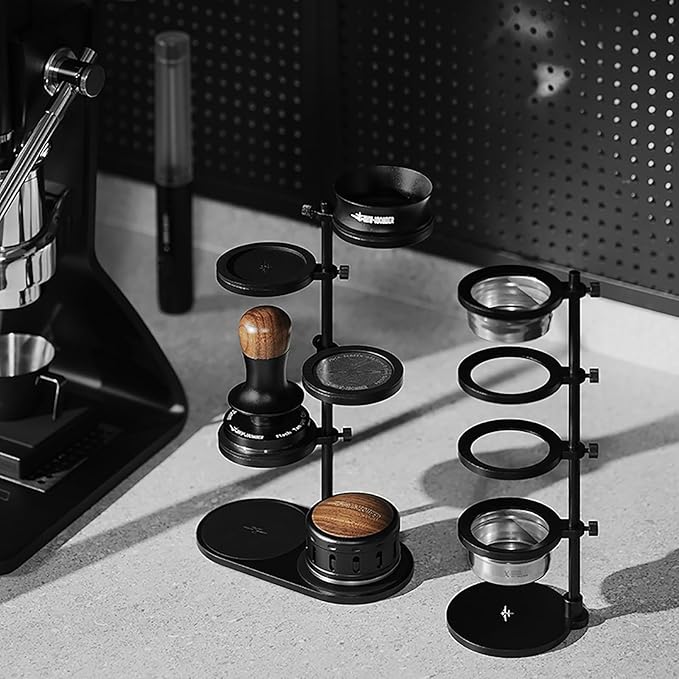 MHW-3BOMBER Magnetic Portafilter Basket Storage Stand, Espresso Filter Basket Holder Rack for 51/53/54/58mm Coffee Filter, Removable Espresso Display Bracket SR6106-OS