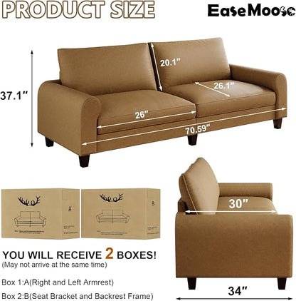 EASE MOOSE 70.6" Faux Leather Loveseat Sofa, Deep Seat Waterproof and - Image 2