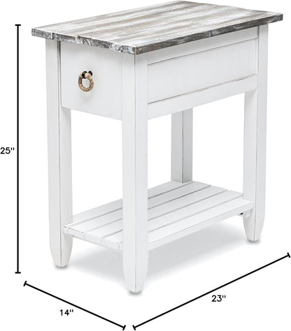 Sea Winds Trading Picket Fence Chairside Table Kiln-Dried Solid Wood Distressed - Image 3