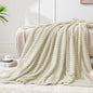 BEDELITE Ribbed Jacquard Beige Fleece Throw Blanket by BEDELITE