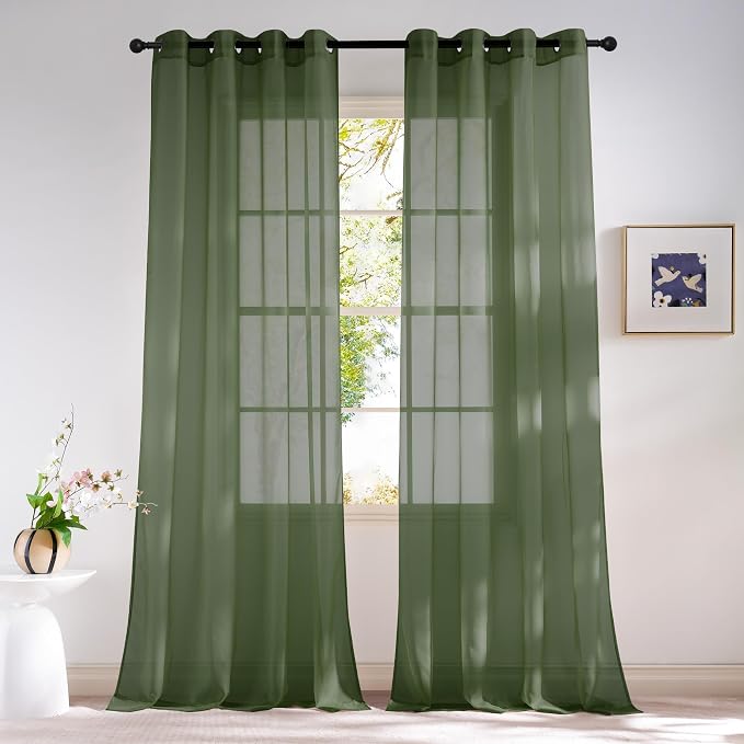NICETOWN Forest Green Sheer Curtains 96inches Long by NICETOWN