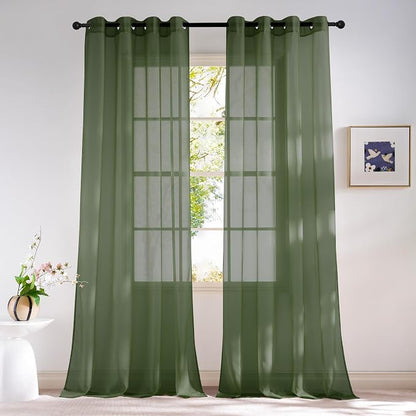 NICETOWN Forest Green Sheer Curtains 96inches Long by NICETOWN