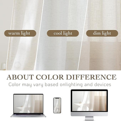 RYB HOME Linen Semi Sheer Curtains - Image 8