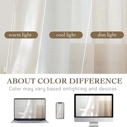 RYB HOME Farmhouse Boho Linen Sheer Curtains 90 inches Long - Image 8