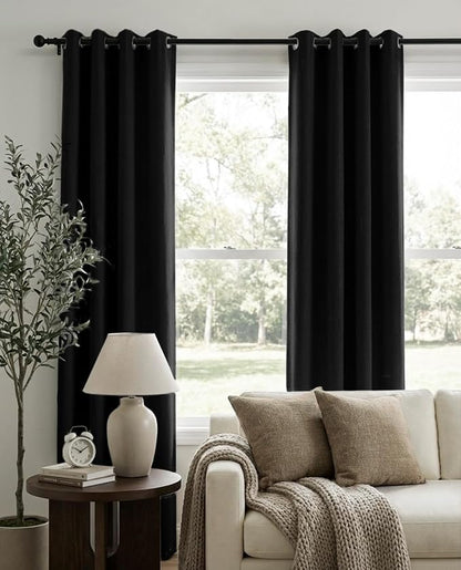 100% Blackout Linen Textured Curtains 96 Inch Long, Light Blocking, Thermal - Image 2