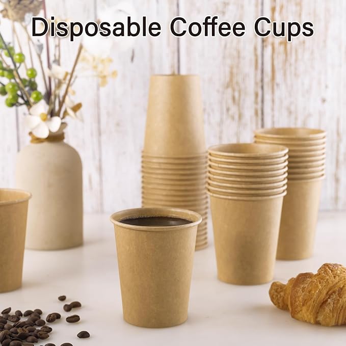 LITOPAK 300 Pack Disposable Coffee Cups 8 oz Paper Cups for Water, Coffee, Juice, and Tea, 8 Ounce Hot Paper Cups for Home, Restaurant, Store, and Cafe