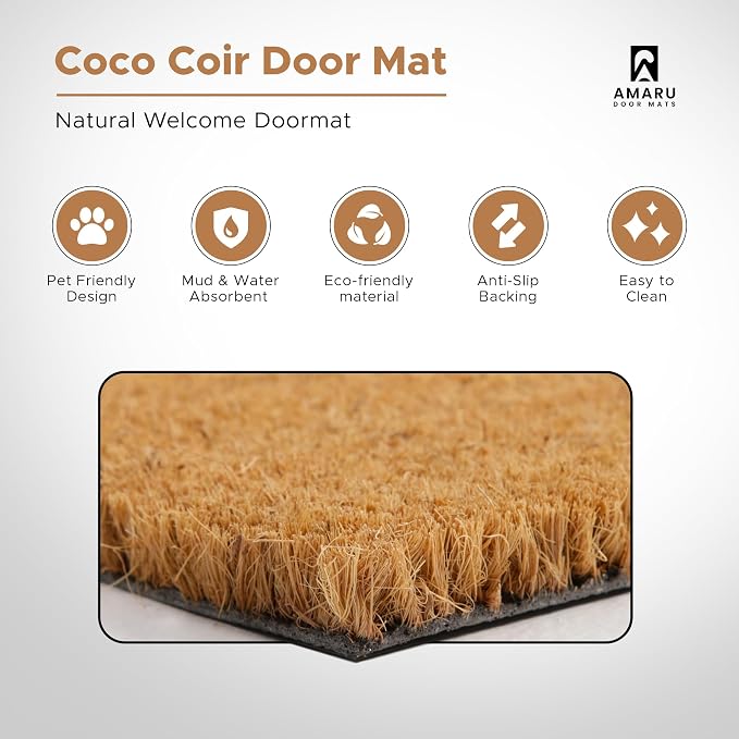 Coir Welcome Mat, Welcome Cats, 24 x 36 in | 100% Natural Coir, Anti-Shedding - Image 3