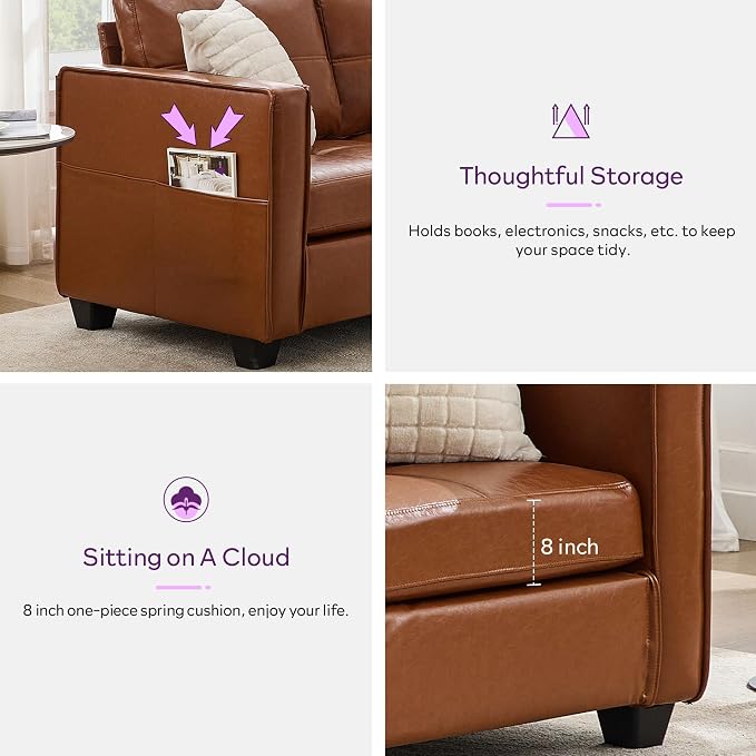 TYBOATLE 88" W Faux Leather Couches - Image 5