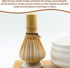 HARFINGTON Ceramic Chasen Stand 66mm Matcha Whisk Holder, Traditional Matcha Tea Chasen Holder, Dark Green