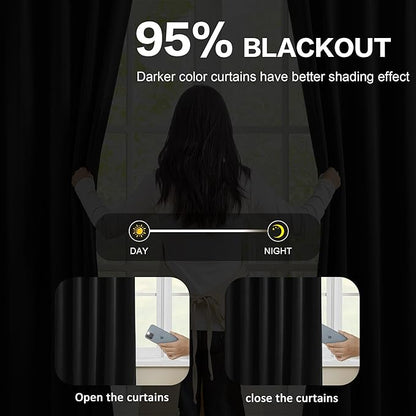 72 Inch Wide Black Pinch Pleated Curtains 72 x 84, Thermal Insulated Noise - Image 3