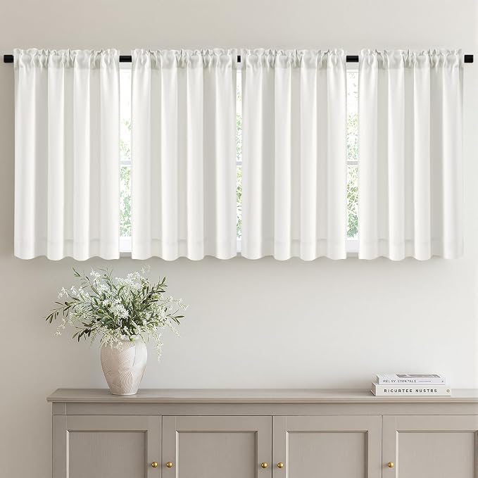 MIULEE 4 Panel Set Short Bedroom Blackout Curtains 54 Inch Long Natural | by MIULEE