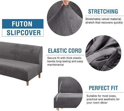 H.VERSAILTEX Real Velvet Futon Cover Armless Sofa Covers Sofa Bed Covers - Image 2