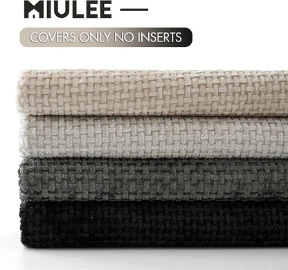 MIULEE Soft Decorative Chenille Pillow Covers Cream Grey 18x18 Pack of 4 | - Image 6
