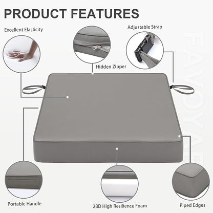 Favoyard Patio Chair Cushions 22 x 22 x 3 Inch Waterproof Outdoor Seat Cushions - Image 6