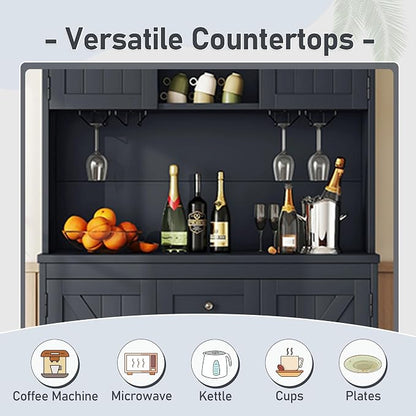 VilroCaz Farmhouse Freestanding Kitchen Pantry, Coffee Bar Cabinet Kitchen - Image 6