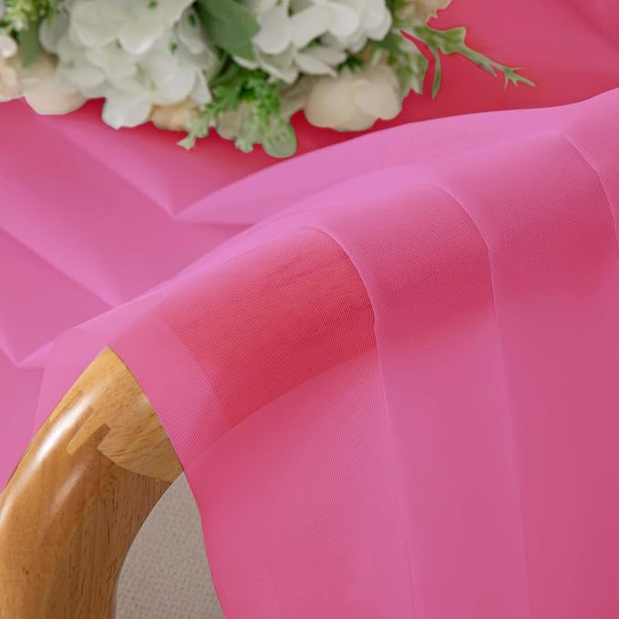 Hot Pink Sheer Curtains for Bedroom Living Room 72 Inches Long 2 Panels Set - Image 6
