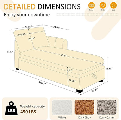 VANOMi Oversized 70.47'' Chaise Lounge Chair Indoor, Modern Upholstered Sofa Bed - Image 2
