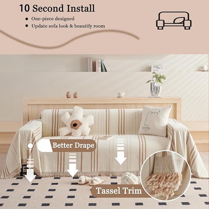 DREAMINGO Couch Cover Washable Chenille Sofa Protector - Image 4