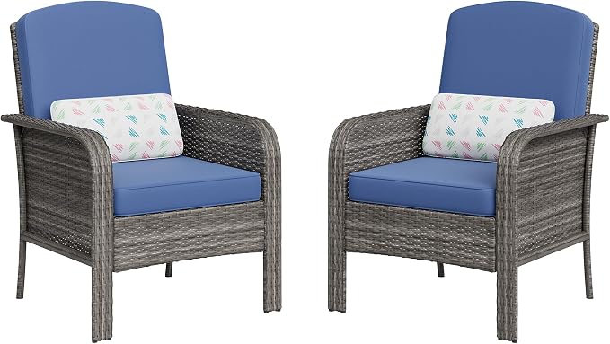 GarveeLife Set of 2 Wicker Patio Chairs, Heavy Duty, by GarveeLife