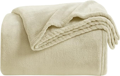 KMUSET Super Soft Throw Blanket Premium Silky Flannel Fleece Throw Size Beige by COZYBLANKETHappyHomeLife