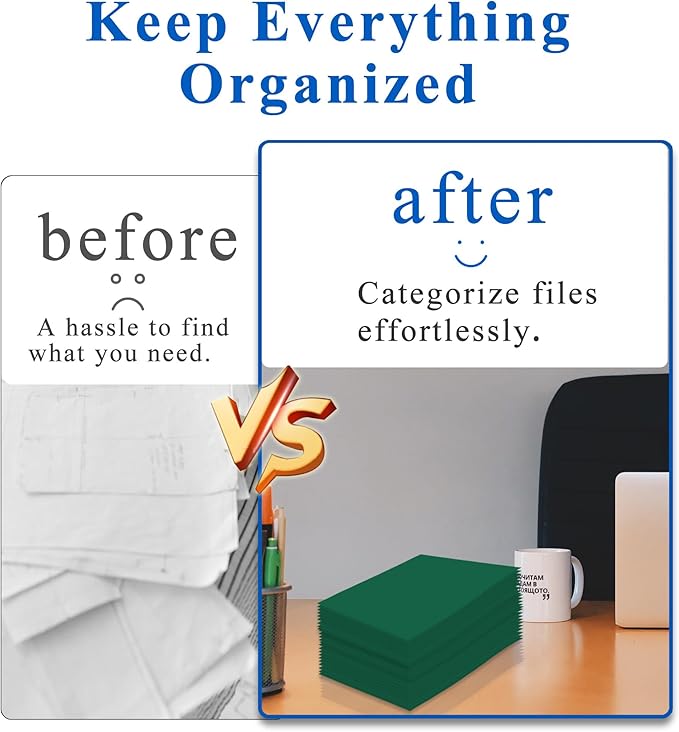 Zzrywuty File Folders with Pockets Letter Size, 25-Pack Paper Folders with Card Slot, Two Pocket Folders for School Students, Businessmen, Home and Office Workers（Dark Green）