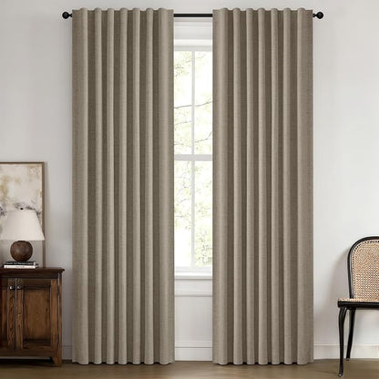 MIULEE 100% Blackout Linen Curtains 42 x 90 Inch Faux Linen 2 Panels | Thermal by MIULEE