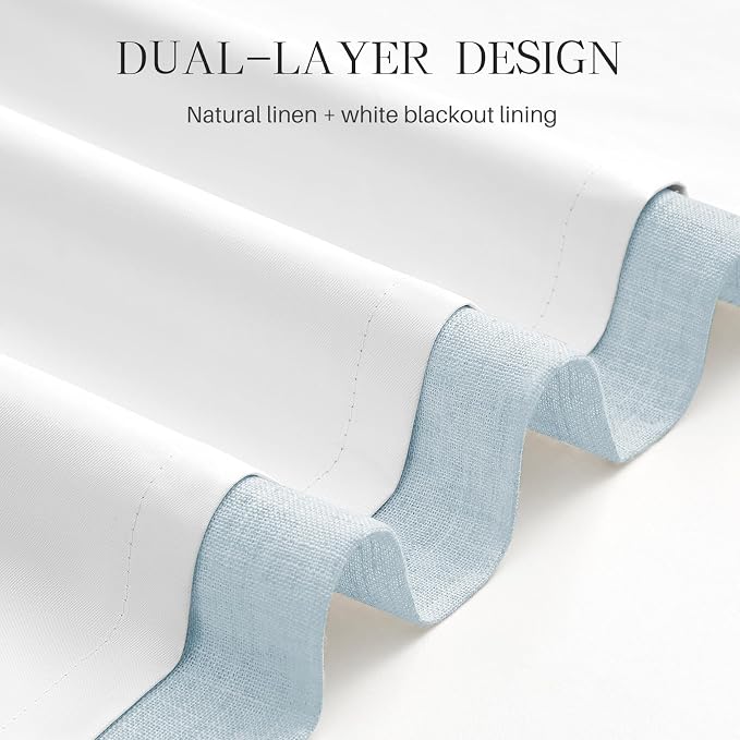 Pinch Pleated Linen Curtains 100% Blackout 102 Inches Long - Image 5