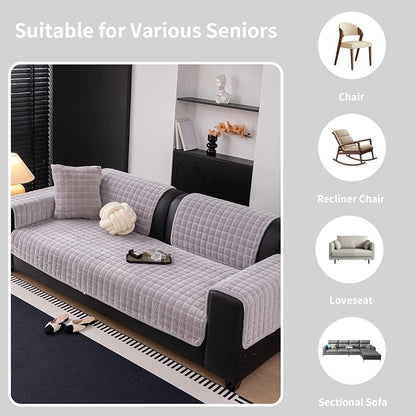 Velvet Couch Cover, Washable Sectional Sofa Cover, Anti Slip Sofa Slipcover - Image 6