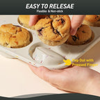 2 Pack 24 Cups Silicone Mini Muffin Pan with Metal Reinforced Frame Silicone Molds Cupcake Cake Baking Cheesecake Pans Cookie Baking Chocoflan Cupcake Mold Mini Bundt Cake Pan Women Gift