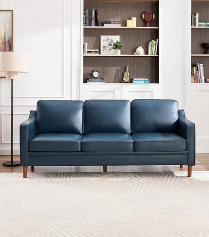 Kingfun 80" Faux Leather Sofa, 3 Seater Couch, Mid Century Modern Couches - Image 3