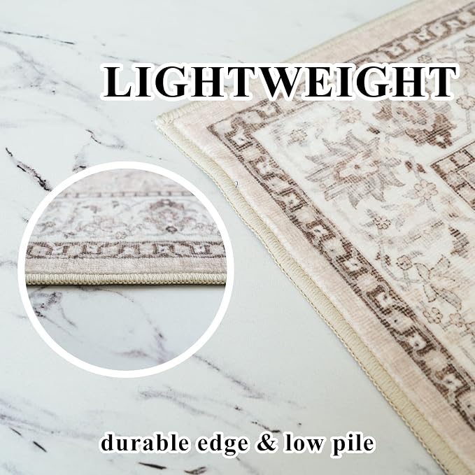 3x5 Living Room Area Rugs: Vintage Washable Non-Slip Rug - Image 8