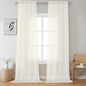 Sheer Ivory Curtains 108" Inch Length 2 Panels Set, Light Filtering Soft Rod by OVZME