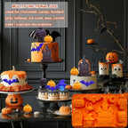 2 Pack Halloween Chocolate Candy Silicone Mold Halloween Molds Castle Pumpkin Tombstone Skull Witch Hat Gummy Jello Baking Mold for DIY Ice Cube Sugar Halloween Party Cupcake Topper Cake Decorating