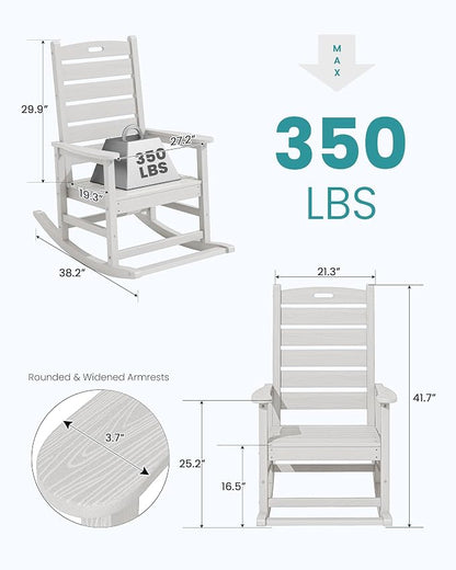 SERWALL HDPE Outdoor Rocking Chair, Oversized Rocking Chair - Image 3
