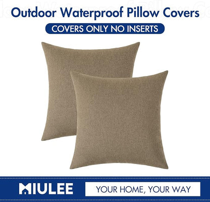 MIULEE Pack of 2 Decorative Outdoor Solid Waterproof Throw Pillow Covers Faux - Image 6