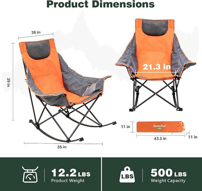 SUNNYFEEL Oversized Rocking Camping Chair 2 Pack, Fully Padded Patio Chair - Image 3