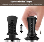 K COOL 51mm Coffee Espresso Tamper, Premium Barista Tools, Calibrated Spring Tamper, 100% Stainless Steel Flat Base Tamper with Scale Mark for Espresso Machine (Black)