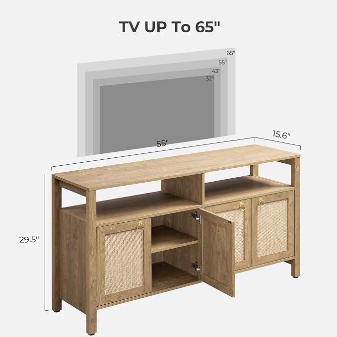 SICOTAS Rattan TV Stand for Television up to 65 Inch - Image 6