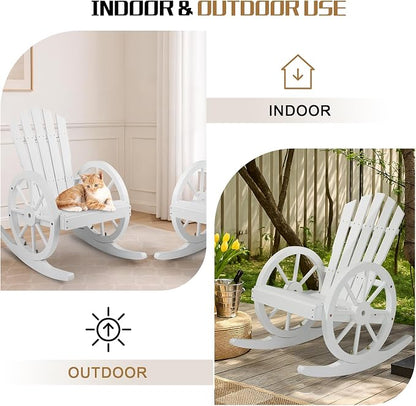 Outvita Adirondack Rocking Chair, Wood Wagon Rocker, Outdoor Wooden Carbonized - Image 7