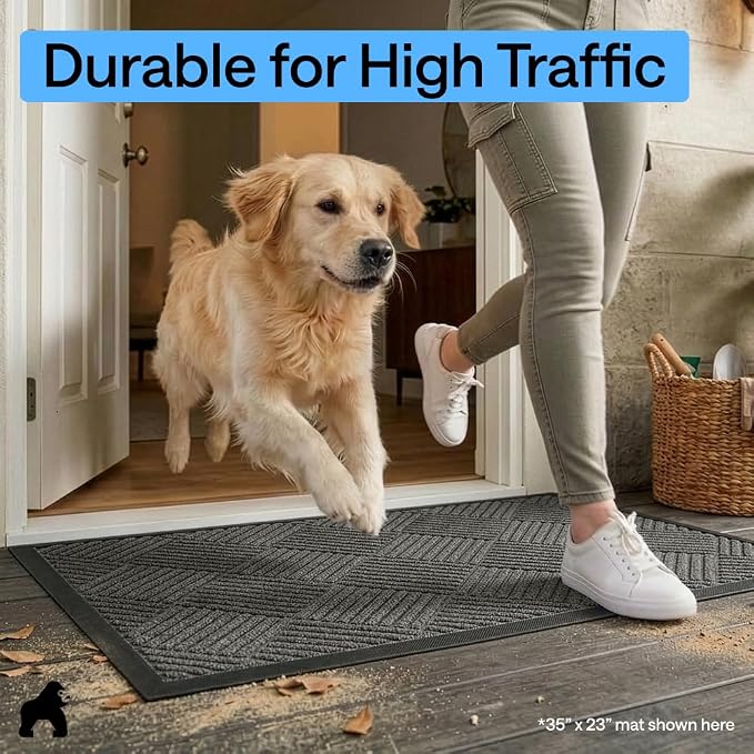 GORILLA GRIP 100% Waterproof All-Season WeatherMAX Doormat, US Designed Natural - Image 7