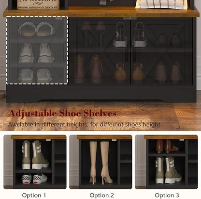 CSZZD Hall Tree with Bench and Shoe Storage, Entryway Bench with Coat Racks and - Image 3